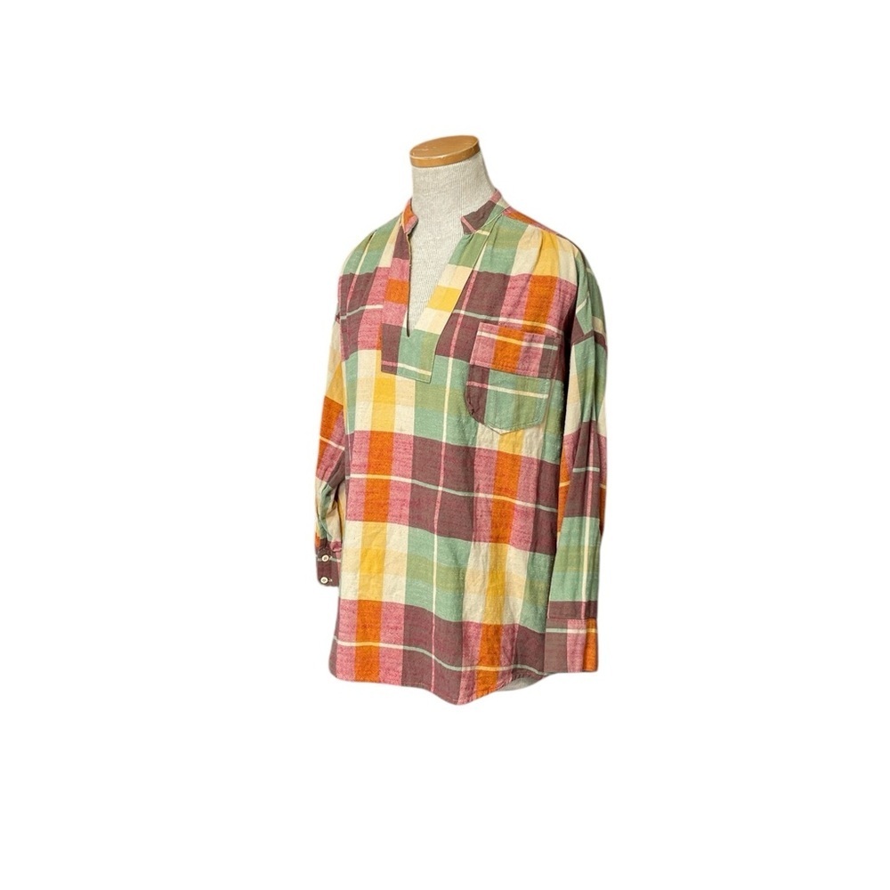 Ace & Jig Top Shirt Colorful Checkered Shirt Popover Orange Red Plaid Size XS